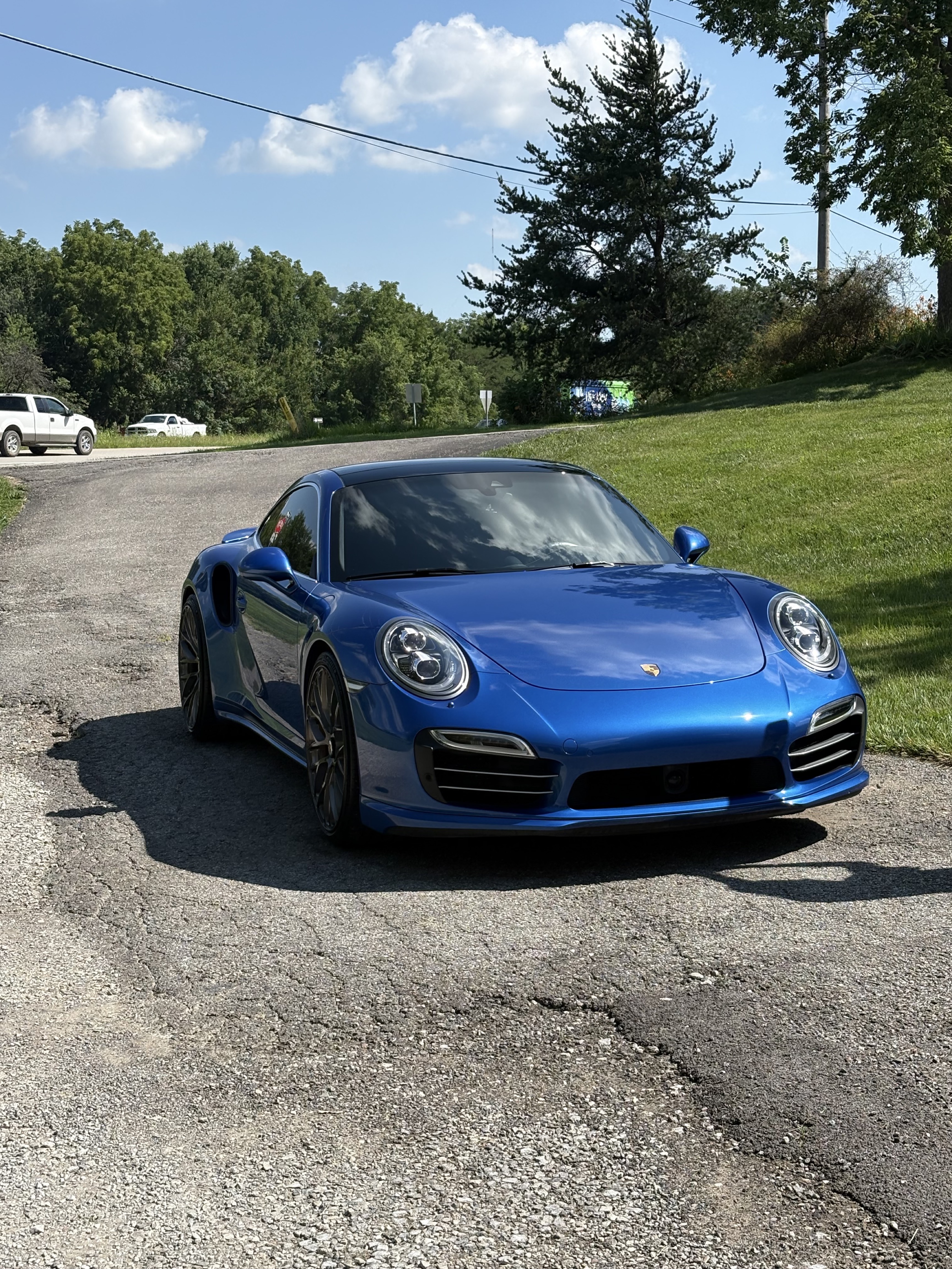 Blue Porsche after professional detailing